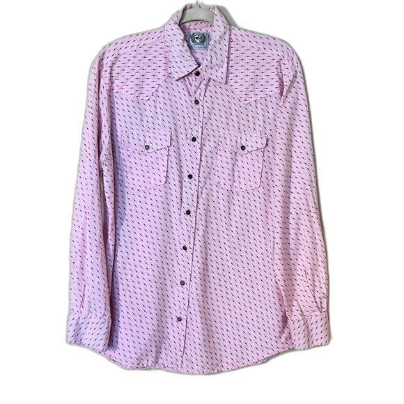 Cinch Men's Pink Arenaflex Modern Fit Long Sleeve Button Shirt Large Western - Picture 1 of 10
